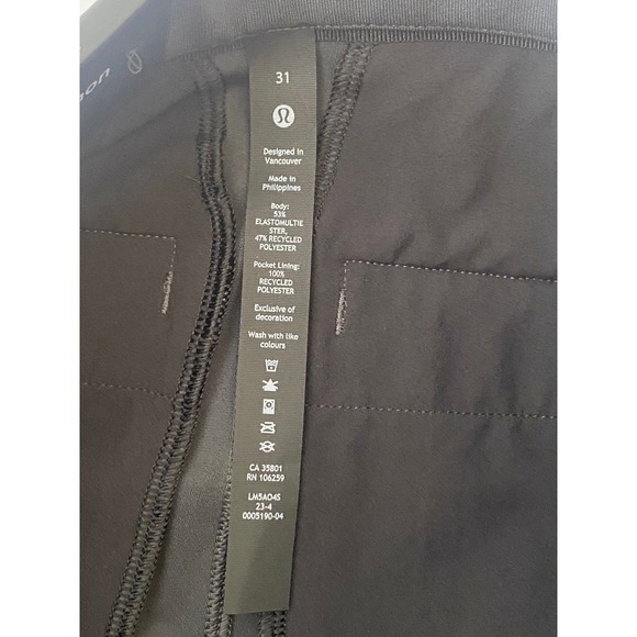 NWT Lululemon ABC Slim Fit Trouser 32"L Warpstreme Mens Pants Obsidian Black 31 - Picture 8 of 9